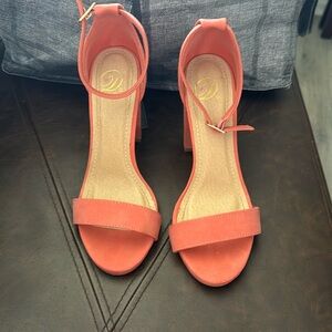 light pink/ orange, size 6, have been worn